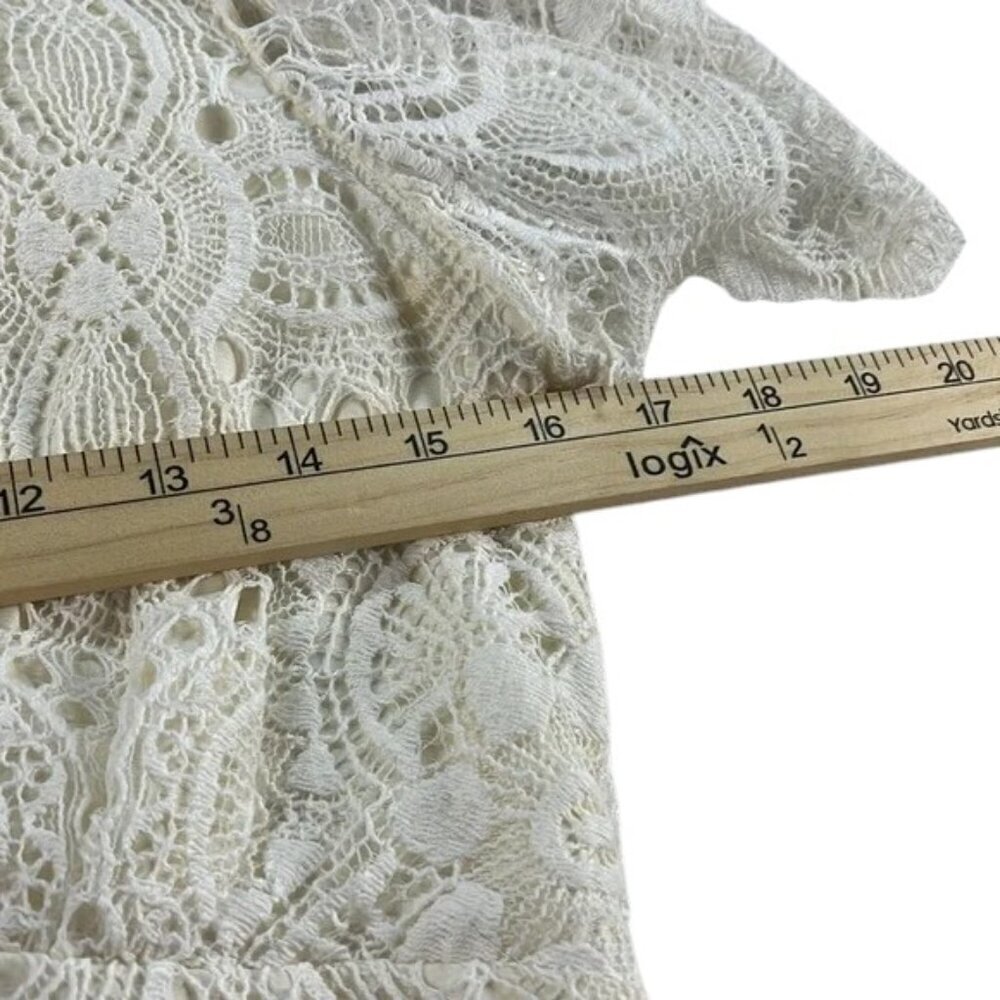 Zara Women Dress Midi White Lined Lace Women's Size S - Picture 9 of 12
